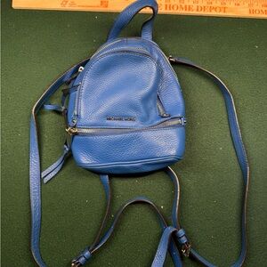 Michael Kors Royal Blue Pebbled Leather Mini Backpack